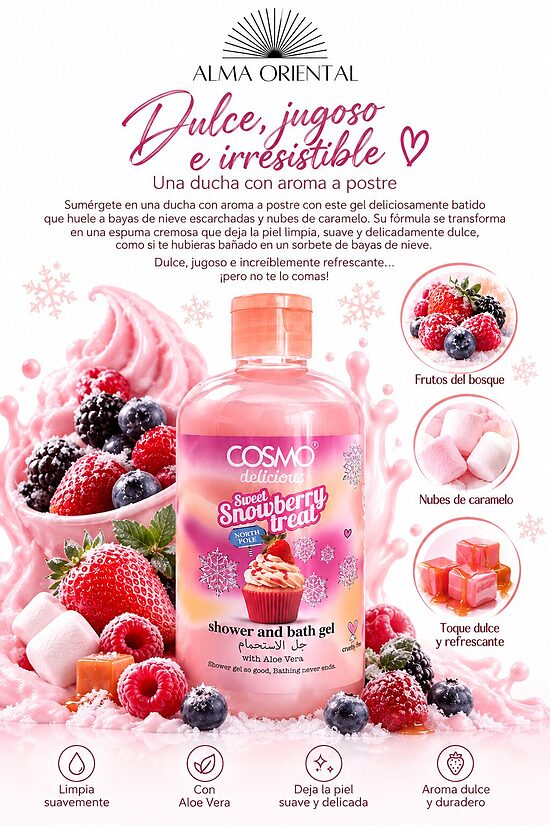 COSMO Delicious Sweet Snowberry Treat – Gel de Ducha Gourmand de Frutos Rojos