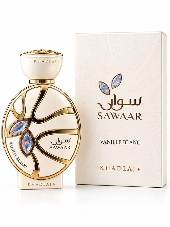 Khadlaj Sawaar Vanille Blanc 100 ml – Eau de Parfum Unisex | Perfume Árabe de Vainilla, Manzana y Flores Blancas